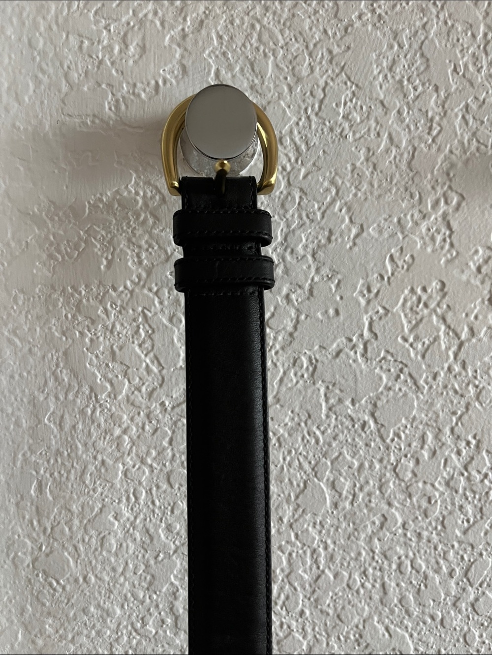 Coach Black Leather Belt with Gold-Tone D-Ring Buckle